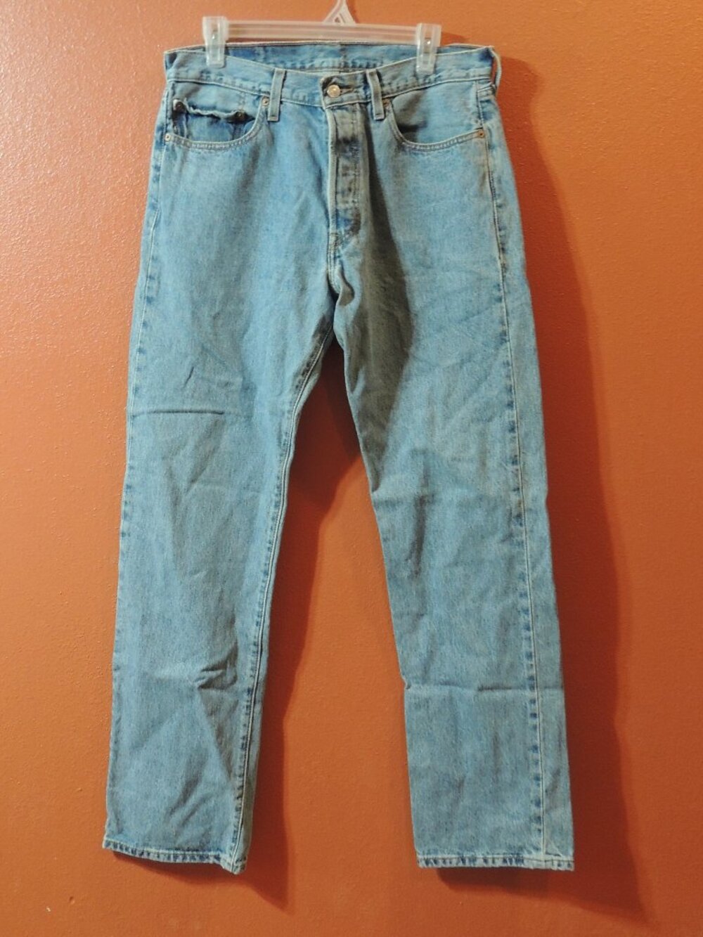 Levi Jeans 501 Button Fly Y2K Men 33x32 Pockets Outdoor Travel Denim Blue Jeans